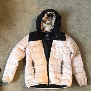 Champion Kids Puffer Jacket - Light Pink and Black